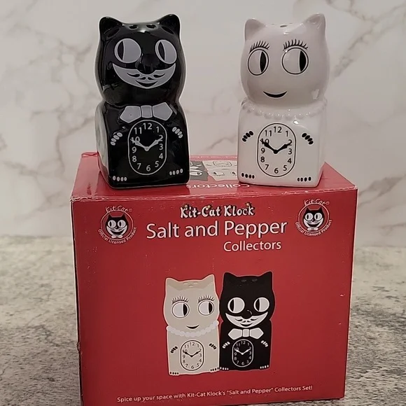 Kit Cat Klock Clock Salt & Pepper Shakers Hand Painted Ceramic - Picture 7 of 7